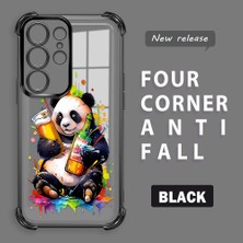 HONTINGA Samsung Galaxy S23 Ultra ile Uyumlu Şeffaf Kılıfı Düşüme Önleyici Basitlik Anti Düşme Kamera Korumali Panda Desen Yumuşak Silikon Telefon Kılıfı Kadın ve Erkek Için Uygundur K3-0208