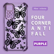 HONTINGA Xiaomi Redmi Note 11 ile Uyumlu Şeffaf Kılıfı Düşüme Önleyici Basitlik Anti Düşme Kamera Korumali Kelebek Desen Yumuşak Silikon Telefon Kılıfı Kadın ve Erkek Için Uygundur K3-0215