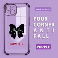 HONTINGA iPhone 15 Plus ile Uyumlu Şeffaf Kılıfı Düşüme Önleyici Basitlik Anti Düşme Kamera Korumali Bow Tie Desen Yumuşak Silikon Telefon Kılıfı Kadın ve Erkek Için Uygundur K3-0214