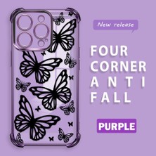 HONTINGA iPhone 16 Pro ile Uyumlu Şeffaf Kılıfı Düşüme Önleyici Basitlik Anti Düşme Kamera Korumali Kelebek Desen Yumuşak Silikon Telefon Kılıfı Kadın ve Erkek Için Uygundur K3-0215