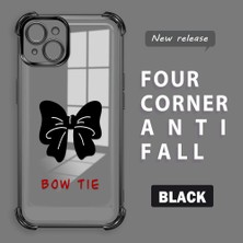 HONTINGA iPhone 15 Plus ile Uyumlu Şeffaf Kılıfı Düşüme Önleyici Basitlik Anti Düşme Kamera Korumali Bow Tie Desen Yumuşak Silikon Telefon Kılıfı Kadın ve Erkek Için Uygundur K3-0214