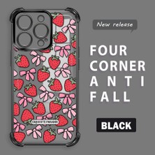 HONTINGA iPhone 16 Pro ile Uyumlu Şeffaf Kılıfı Düşüme Önleyici Basitlik Anti Düşme Kamera Korumali Çilek Desen Yumuşak Silikon Telefon Kılıfı Kadın ve Erkek Için Uygundur K3-0210