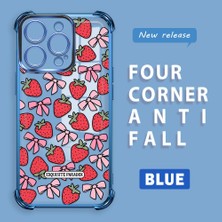 HONTINGA iPhone 16 Pro ile Uyumlu Şeffaf Kılıfı Düşüme Önleyici Basitlik Anti Düşme Kamera Korumali Çilek Desen Yumuşak Silikon Telefon Kılıfı Kadın ve Erkek Için Uygundur K3-0210