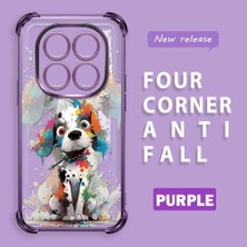 HONTINGA Xiaomi Redmi Note 14 Pro 4g ile Uyumlu Şeffaf Kılıfı Düşüme Önleyici Basitlik Anti Düşme Kamera Korumali Boyalı Köpek Desen Yumuşak Silikon Telefon Kılıfı Kadın ve Erkek Için Uygundur K3-0209