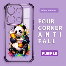 HONTINGA Xiaomi Redmi Note 13 Pro 4g ile Uyumlu Şeffaf Kılıfı Düşüme Önleyici Basitlik Anti Düşme Kamera Korumali Panda Desen Yumuşak Silikon Telefon Kılıfı Kadın ve Erkek Için Uygundur K3-0208