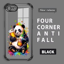 HONTINGA iPhone Se 2022 ile Uyumlu Şeffaf Kılıfı Düşüme Önleyici Basitlik Anti Düşme Kamera Korumali Panda Desen Yumuşak Silikon Telefon Kılıfı Kadın ve Erkek Için Uygundur K3-0208