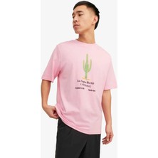 Jack & Jones Jorgrocery Tee Ss Crew Neck Erkek Pembe Tişört