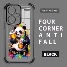 HONTINGA Xiaomi Redmi Note 13 Pro Plus 5g ile Uyumlu Şeffaf Kılıfı Düşüme Önleyici Basitlik Anti Düşme Kamera Korumali Panda Desen Yumuşak Silikon Telefon Kılıfı Kadın ve Erkek Için Uygundur K3-0208
