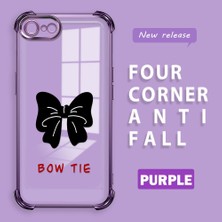 HONTINGA iPhone 8 ile Uyumlu Şeffaf Kılıfı Düşüme Önleyici Basitlik Anti Düşme Kamera Korumali Bow Tie Desen Yumuşak Silikon Telefon Kılıfı Kadın ve Erkek Için Uygundur K3-0214