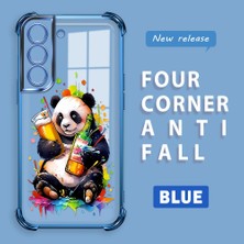 HONTINGA Samsung Galaxy S22 ile Uyumlu Şeffaf Kılıfı Düşüme Önleyici Basitlik Anti Düşme Kamera Korumali Panda Desen Yumuşak Silikon Telefon Kılıfı Kadın ve Erkek Için Uygundur K3-0208