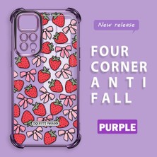 HONTINGA Xiaomi Redmi Note 11 ile Uyumlu Şeffaf Kılıfı Düşüme Önleyici Basitlik Anti Düşme Kamera Korumali Çilek Desen Yumuşak Silikon Telefon Kılıfı Kadın ve Erkek Için Uygundur K3-0210