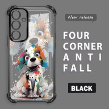 HONTINGA Samsung Galaxy A35 ile Uyumlu Şeffaf Kılıfı Düşüme Önleyici Basitlik Anti Düşme Kamera Korumali Boyalı Köpek Desen Yumuşak Silikon Telefon Kılıfı Kadın ve Erkek Için Uygundur K3-0209
