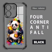 HONTINGA Xiaomi Redmi 13C ile Uyumlu Şeffaf Kılıfı Düşüme Önleyici Basitlik Anti Düşme Kamera Korumali Panda Desen Yumuşak Silikon Telefon Kılıfı Kadın ve Erkek Için Uygundur K3-0208