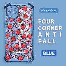 HONTINGA iPhone 12 ile Uyumlu Şeffaf Kılıfı Düşüme Önleyici Basitlik Anti Düşme Kamera Korumali Çilek Desen Yumuşak Silikon Telefon Kılıfı Kadın ve Erkek Için Uygundur K3-0210