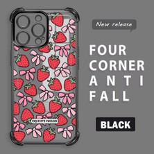 HONTINGA iPhone 14 Pro Max ile Uyumlu Şeffaf Kılıfı Düşüme Önleyici Basitlik Anti Düşme Kamera Korumali Çilek Desen Yumuşak Silikon Telefon Kılıfı Kadın ve Erkek Için Uygundur K3-0210