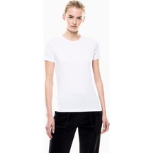 EA7 Kadın Kısa Kol Bisiklet Yaka Pamuklu Düz Model Beyaz T-Shirt 7W000437 AF13919-U0002