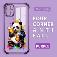 HONTINGA Samsung Galaxy A04E ile Uyumlu Şeffaf Kılıfı Düşüme Önleyici Basitlik Anti Düşme Kamera Korumali Panda Desen Yumuşak Silikon Telefon Kılıfı Kadın ve Erkek Için Uygundur K3-0208
