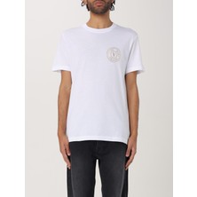 Versace Erkek Küçük Logo Detaylı Bisiklet Yaka Kısa Kollu Beyaz T-Shirt 78GAHT00CJ00T-G03