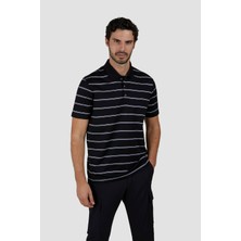 Paul & Shark Erkek Regular Fit Kısa Kollu Çizgili %100 Pamuklu Siyah Polo Yaka T-Shirt 25411303-369