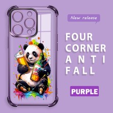 HONTINGA iPhone 14 Pro ile Uyumlu Şeffaf Kılıfı Düşüme Önleyici Basitlik Anti Düşme Kamera Korumali Panda Desen Yumuşak Silikon Telefon Kılıfı Kadın ve Erkek Için Uygundur K3-0208