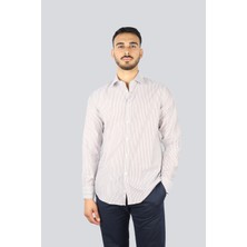 Paul & Shark Erkek Normal Kesim Çizgili Pamuklu Uzun Kollu Beyaz Gömlek 25413202CF-VA3