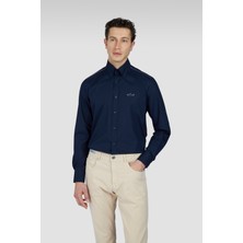 Paul & Shark Erkek Regular Fit Omuzlarda Çizgi Desenli Uzun Kollu Lacivert Gömlek 25413515-013