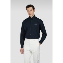 Paul & Shark Erkek Dar Kesim Sırtta Shark Baskılı Pamuklu Uzun Kollu Siyah Gömlek 25413517-011