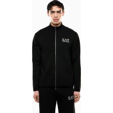 Erkek Dik Yaka Fermuar Kapama Uzun Kol Cep Detay Ea7 Desen Siyah Eşofman Üstü 7M000670 AF14146-UC001