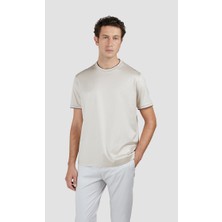 Paul & Shark Erkek Regular Fit Yuvarlak Yaka %100 Pamuklu Kısa Kollu Bej T-Shirt 25411025-348