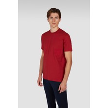 Paul & Shark Erkek Regular Fit Yuvarlak Yakalı %100 Pamuklu Logo Kabartmalı Kısa Kollu Kırmızı T-Shirt 15311634-636