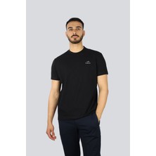 Paul & Shark Erkek %100 Pamuklu Logolu Kısa Kollu Siyah T-Shirt 25411074-011