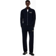 Erkek Dik Yaka Fermuar Kapama Uzun Kol Cep Detay Ea7 Desen Lacivert Eşofman Üstü 7M000670 AF14146-UB102