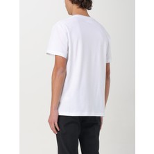 Erkek Bisiklet Yaka Kısa Kol Versace Yazı ve Desenli Beyaz T-Shirt 78GAHC05CJ01C-G03