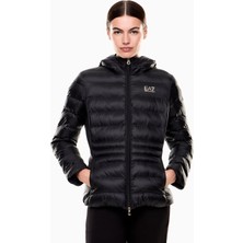 EA7 Kadın Kapüşonlu Yaka Uzun Kollu Fermuarlı Siyah Mont 7W000684 AF12475-UC001