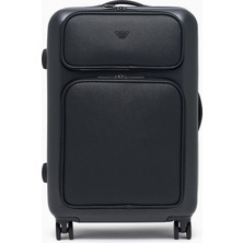 Emporio Armani Erkek Dış Fermuarlı Cep Üst Sap Dört Tekerlek Siyah Valiz & Bavul EM002547 AF13805-UC001