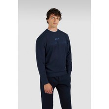 Paul & Shark Erkek Normal Kalıp Logo Işlemeli Uzun Kollu Pamuklu Lacivert Sweatshirt 15311845-050