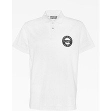 Versace Erkek Normal Kalıp Pamuklu Logo Işlemeli Kısa Kollu Beyaz Polo Yaka T-Shirt 79GAGT06CJ01T-003