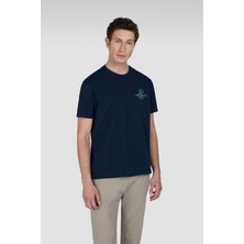 Paul & Shark Erkek Regular Fit Grafik Baskılı Pamuklu Yuvarlak Yaka Kısa Kollu Lacivert T-Shirt 25411101-013
