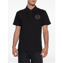 Versace Erkek Normal Kalıp Pamuklu Logo Işlemeli Kısa Kollu Siyah Polo Yaka T-Shirt 79GAGT06CJ01T-899