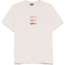 Paul & Shark Erkek Kısa Kollu Bisiklet Yaka Üç Balık Desenli Bej T-Shirt 25411005-348