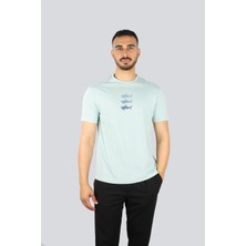 Paul & Shark Erkek Kısa Kollu Bisiklet Yaka Üç Balık Desenli Mavi T-Shirt 25411005-072