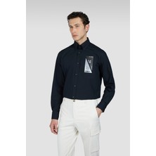 Paul & Shark Erkek %100 Pamuklu Regular Fit Göğüste Logo Desenli Uzun Kollu Siyah Gömlek 25413532-011