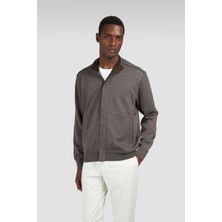 Paul & Shark Erkek Regular Fit %100 Yün Dik Yaka Uzun Kollu Kahverengi Hırka 15311203-365