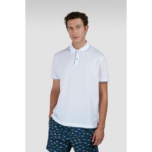 Paul & Shark Erkek Normal Kalıp %100 Pamuklu Kısa Kollu Beyaz Polo Yaka T-Shirt 25411219-010