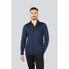 Paul & Shark Erkek Dar Kalıp Dokuma Kumaş Uzun Kollu Lacivert Gömlek 25413154CF-013