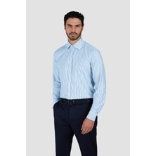 Paul & Shark Erkek Normal Kesim Çizgili Pamuklu Uzun Kollu Mavi Gömlek 25413202CF-VH9