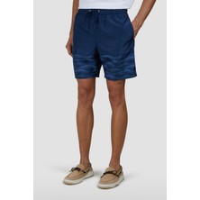 Paul & Shark Erkek Regular Fit Çabuk Kuruyan Dalga Desenli Beli Ip Bağlamalı Lacivert Mayo 25415032-T01