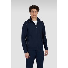 Paul & Shark Erkek Normal Kesim Dik Yaka Fermuarlı Uzun Kollu Lacivert Sweatshirt 25411822-013