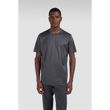 Paul & Shark Erkek Regular Fit Yuvarlak Yakalı %100 Pamuklu Shark Logolu Kısa Kollu Kahverengi-Altın T-Shirt 15311610-94G