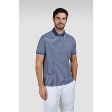 Paul & Shark Erkek Polo Yaka Çizgili Kısa Kollu Pamuklu Mavi-Beyaz Polo Yaka T-Shirt 25411226-120